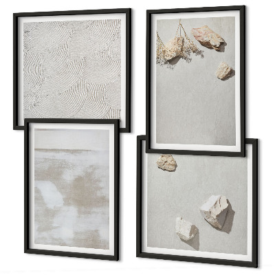 Tavelvägg med 4 tavlor Sandstenar boho textur