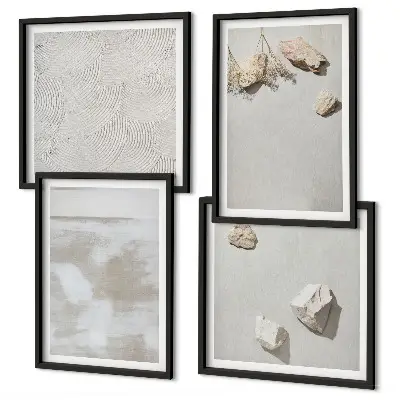 Tavelvägg med sandstenar i boho-stil set med 4 tavlor