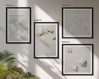 Tavelvägg med sandstenar i boho-stil set med 4 tavlor