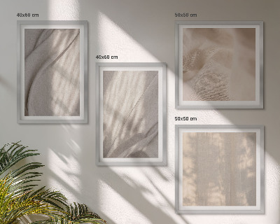 Tavelvägg ovanför soffa Naturliga boho-tyger närbild