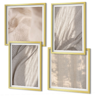 Tavelvägg ovanför soffa Naturliga boho-tyger närbild