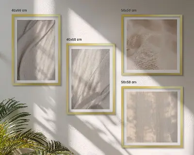Tavelvägg med naturliga boho-tyger närbild ovanför soffa