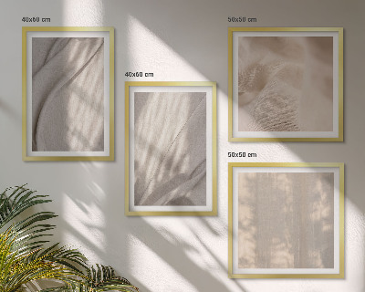 Tavelvägg ovanför soffa Naturliga boho-tyger närbild