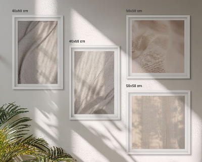 Tavelvägg ovanför soffa Naturliga boho-tyger närbild