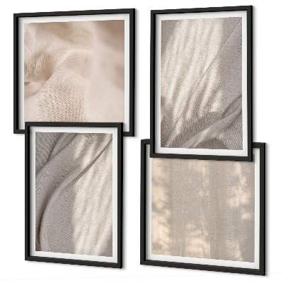 Tavelvägg ovanför soffa Naturliga boho-tyger närbild