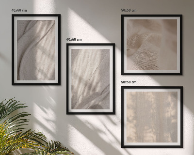 Tavelvägg ovanför soffa Naturliga boho-tyger närbild