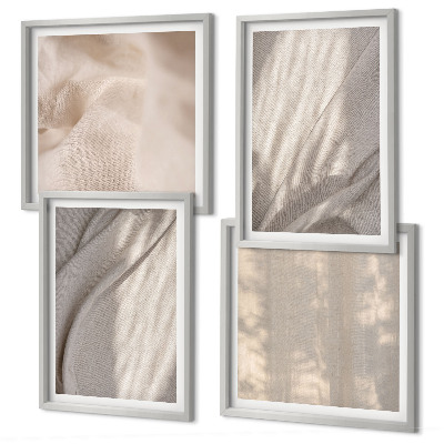 Tavelvägg ovanför soffa Naturliga boho-tyger närbild