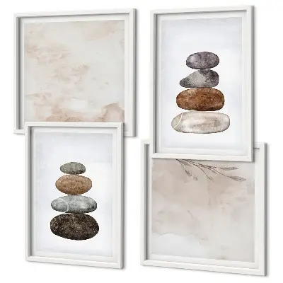 Boho tavlor med stenmotiv set om 4 stycken