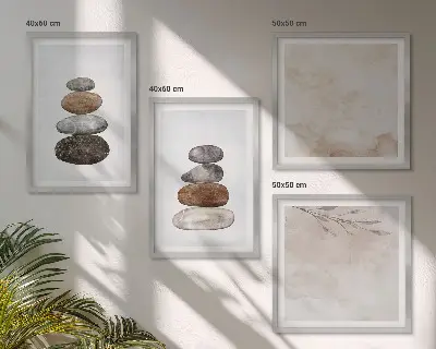 Boho tavlor med stenmotiv set om 4 stycken