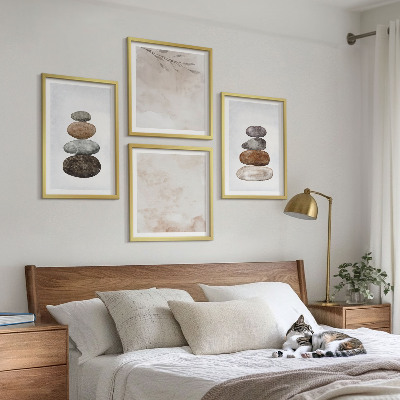 Set om 4 tavlor Boho målning med stenar