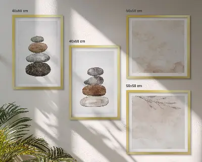 Boho tavlor med stenmotiv set om 4 stycken