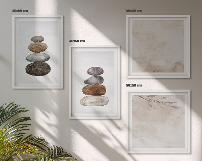 Set om 4 tavlor Boho målning med stenar