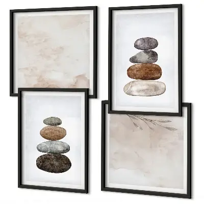 Boho tavlor med stenmotiv set om 4 stycken