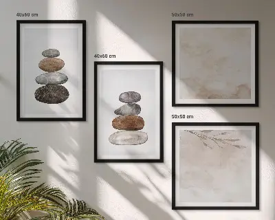 Boho tavlor med stenmotiv set om 4 stycken