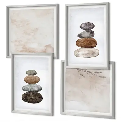 Boho tavlor med stenmotiv set om 4 stycken