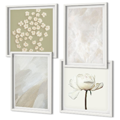 Set om 4 tavlor Blommor moderiktiga boho texturer
