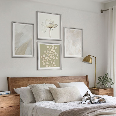 Set om 4 tavlor Blommor moderiktiga boho texturer