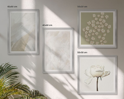 Set om 4 tavlor Blommor moderiktiga boho texturer