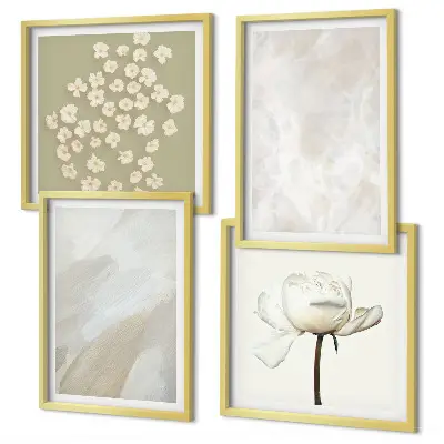 Blommor med moderiktiga boho-texturer set om 4 tavlor