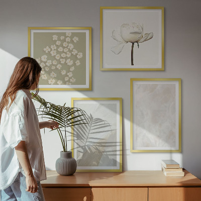 Set om 4 tavlor Blommor moderiktiga boho texturer