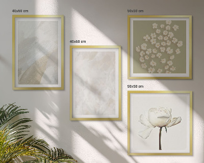 Set om 4 tavlor Blommor moderiktiga boho texturer