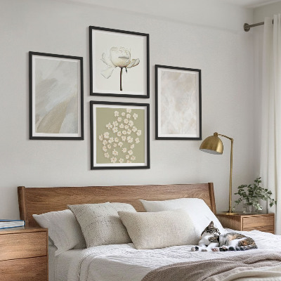 Set om 4 tavlor Blommor moderiktiga boho texturer