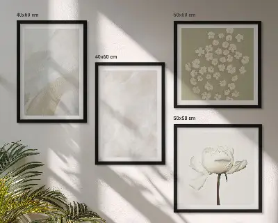 Blommor med moderiktiga boho-texturer set om 4 tavlor
