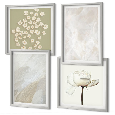 Set om 4 tavlor Blommor moderiktiga boho texturer
