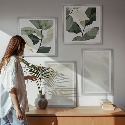 Tavelvägg med 4 tavlor Ljusa abstrakta boho-färger