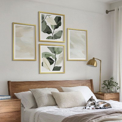 Tavelvägg med 4 tavlor Ljusa abstrakta boho-färger