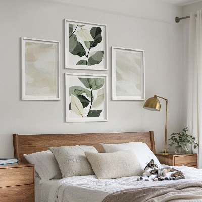 Tavelvägg med 4 tavlor Ljusa abstrakta boho-färger