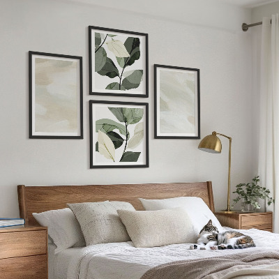 Tavelvägg med 4 tavlor Ljusa abstrakta boho-färger