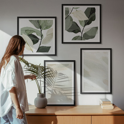 Tavelvägg med 4 tavlor Ljusa abstrakta boho-färger
