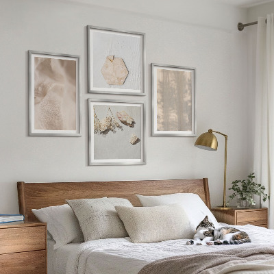 Tavelvägg med 4 tavlor Subtila boho naturliga texturer
