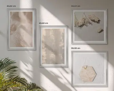 Tavelvägg med 4 tavlor subtila boho med naturliga texturer