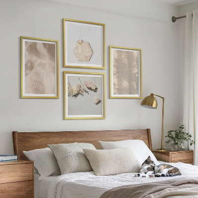 Tavelvägg med 4 tavlor Subtila boho naturliga texturer