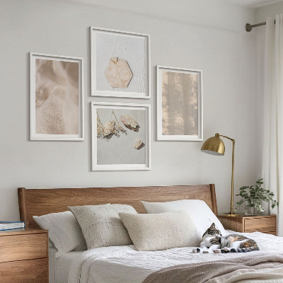 Tavelvägg med 4 tavlor Subtila boho naturliga texturer