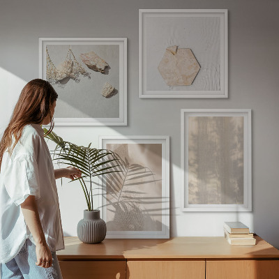 Tavelvägg med 4 tavlor Subtila boho naturliga texturer