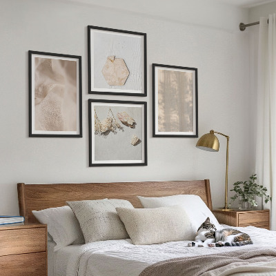 Tavelvägg med 4 tavlor Subtila boho naturliga texturer