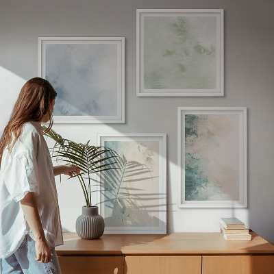 Tavelvägg ovanför soffa Spilld akvarell canvasstil