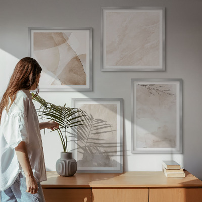 Set om 4 tavlor Akvarellfärger boho texturer