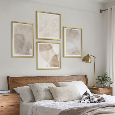 Set om 4 tavlor Akvarellfärger boho texturer