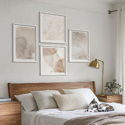 Set om 4 tavlor Akvarellfärger boho texturer