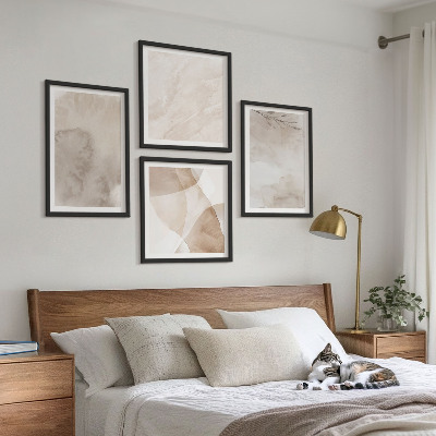 Set om 4 tavlor Akvarellfärger boho texturer