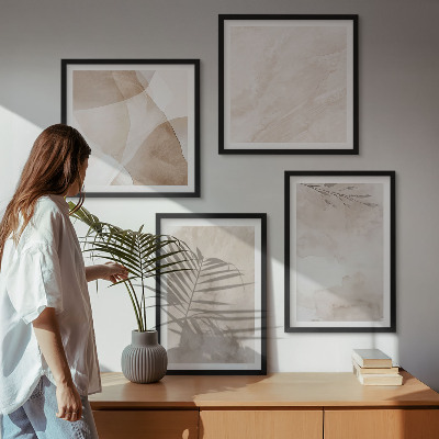 Set om 4 tavlor Akvarellfärger boho texturer