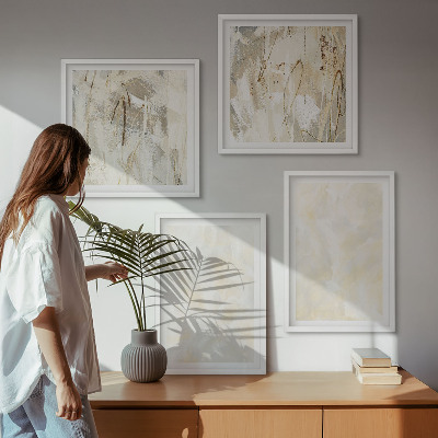 Tavelvägg med 4 tavlor Ljus texturerad färgdesign
