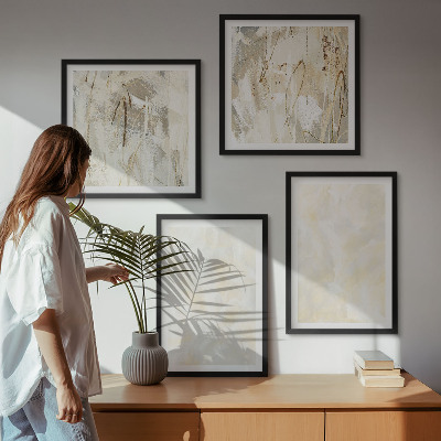 Tavelvägg med 4 tavlor Ljus texturerad färgdesign