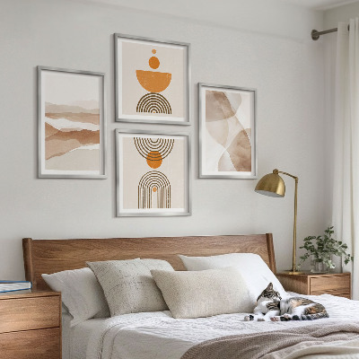 Tavelvägg ovanför soffa Strukturer nyanser minimalism