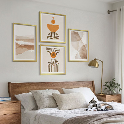 Tavelvägg ovanför soffa Strukturer nyanser minimalism
