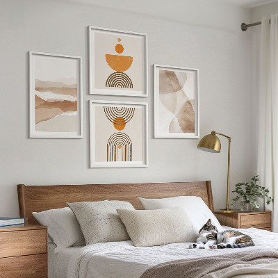 Tavelvägg ovanför soffa Strukturer nyanser minimalism